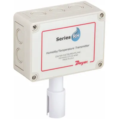 Dwyer Humidity Transmitters: 4 to 20mA, RTD or Thermistor, Screw Terminals, 1/2 in NPS - Outdoor Surface-Mount Temperature & Humidity Transmitters
