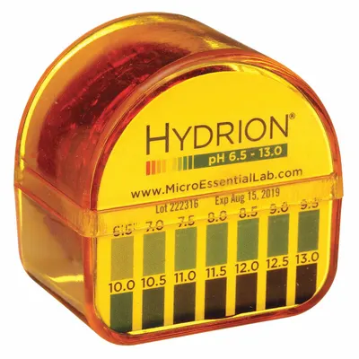 HYDRION pH Paper: 6.5 pH to 13 pH, 0.5 pH Resolution, 15 ft Overall Lg - High Precision pH Papers