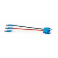 This automotive pigtail features three 16 AWG wires, each 7 inches long, with a straight male PL-3 connector. Factory-molded plugs ensure secure connections. Designed for use with female pin lamps in vehicle lighting systems