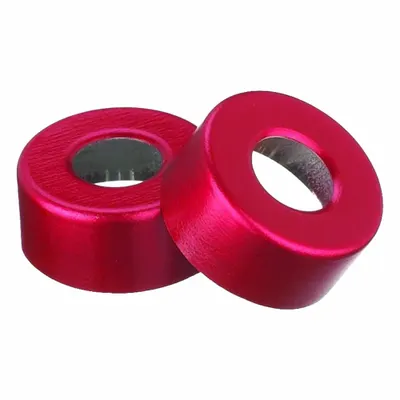 WHEATON Lab Bottle Caps: 13 mm Dia, Red, Aluminum, Unlined, 1,000 Closures Included - Snap On Bottle Caps