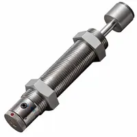 Steel industrial shock absorber rated at 18.1 N force. Used to decelerate moving loads and absorb impact energy in machinery, conveyors, and automation systems for light-duty damping