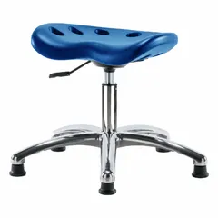 Polyurethane Lab Stool, Blue, 17-22 in Height, 17x14 in Seat, Aluminum Base, 5 Glides