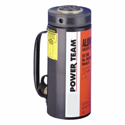 POWER TEAM Hydraulic Cylinder: 55 ton Nominal Capacity, 6 in Nominal Stroke Lg, 11.04 sq in - Lightweight Lock Nut Rams