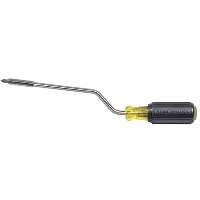 KLEIN TOOLS Multi-Bit Screwdriver: Phillips/Slotted Tip, #2/3/16 in Tip Size, 2 Tips - Offset Multi-Bit Screwdrivers
