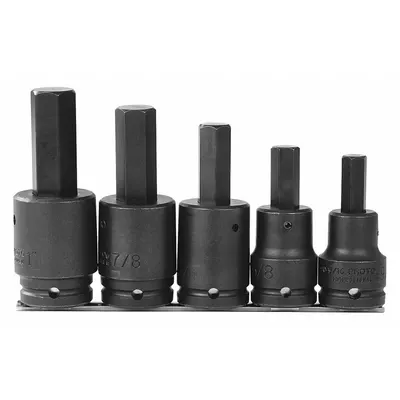 PROTO Impact Socket Bit Set: SAE, 3/4 in Drive Size, 5 Pieces, Fixed Insert - Hex Impact Bit Socket Sets