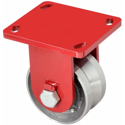 HAMILTON Plate Caster: Rigid, Steel, 6 in Wheel Dia, 3 in Wheel Wd, 8 1/2 in Mounting Ht - V-Groove Track-Wheel Plate Casters