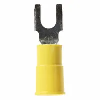 3M Shrink Tubing: Yellow, Vinyl, #8 Stud Size, 12 AWG – 10 AWG Wire Range, Std Fork, 600 V (MPN 58765)