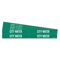 Pipe Marker: City Water, Green, White, Fits 3/4 to 2 3/8 in Pipe O.D., 4 Pipe Markers, 5 PK (MPN 7054-4-PK)