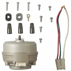 This condenser fan motor kit circulates air across the condenser coils in refrigerators and freezers to prevent overheating and maintain cooling efficiency. It is a genuine OEM replacement part for compatible models.