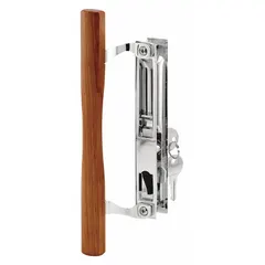 This recessed handle lock is designed for sliding doors, providing a secure grip and locking function. It measures 10 inches in height and 7/8 inch in width. Suitable for residential or light-commercial sliding patio, closet, or partition doors.
