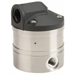 Oval gear flowmeter with electromagnetic design, stainless steel body, and 1/2 inch NPT connections. Provides +/-1% accuracy for fluid measurement in industrial processes such as dosing, batching, and monitoring of liquids.