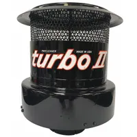 Round spin-on engine air prefilter with 14 1/2 in outside diameter. Designed for Volvo vehicles. Captures airborne contaminants before they reach the main air filter, extending engine life and reducing maintenance intervals in heavy-duty truck and equipment applications
