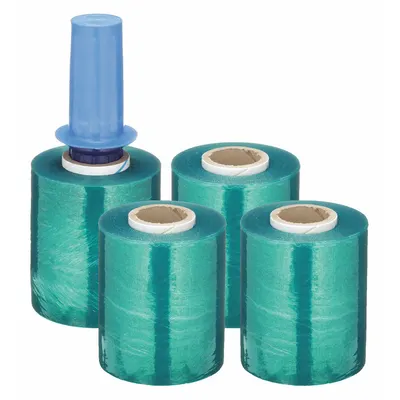 GOODWRAPPERS Handle with Brake Stretch Wrap, Light Green, 5 in x 1000 ft, 4 Pack