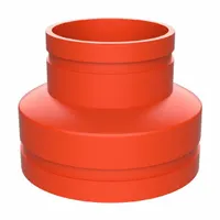 This GRUVLOK grooved pipe fitting is a concentric reducer with a 10 in x 6 in fitting pipe size and 6 in overall length. It connects two different pipe sizes in a grooved piping system, providing a smooth transition for flow reduction. Typical applications include industrial water, HVAC, and fire protection systems
