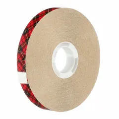 3M 924 is a reverse-wound adhesive transfer tape with a permanent acrylic adhesive on a kraft paper liner. It is transparent and UV-resistant, with a thickness of 2 mil and a length of 60 yards. This tape is suitable for bonding applications such as graphics, nameplates, and splicing where a thin bond line is required.