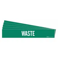 Pipe Marker: Waste, Green, White, Fits 8 in and Larger Pipe O.D., 1 Pipe Markers, 5 PK (MPN 7299-1HV-PK)