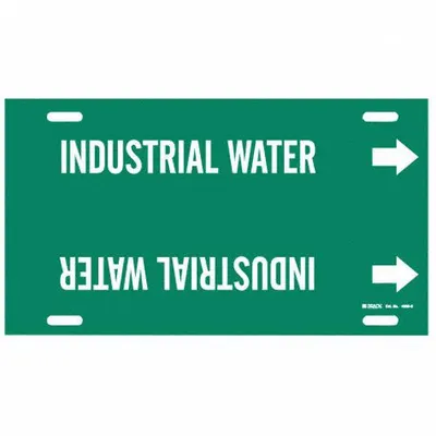 BRADY Pipe Marker: Industrial Water, Green, White, Fits 10 to 15 in Pipe O.D. - Industrial Water Strap-On Pipe Markers