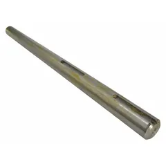 This shaft is a replacement component for HVACR bases, housings, and mounting kits. It transmits rotational torque from the motor to the fan or blower wheel, supporting airflow in ventilation systems.