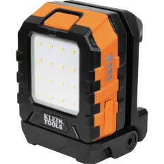The Klein Tools 56416 is a portable jobsite work light designed for use in dark or confined areas such as electrical panels, crawl spaces, and construction sites. As a tool-only unit, it requires a separate battery and charger from the Klein Tools battery system.