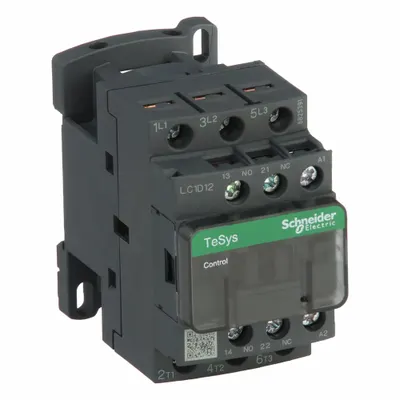 SCHNEIDER Magnetic Contactor: Non-Reversing, 3 Poles, 3NO Contacts, 12 A - Non-Reversing IEC Contactors