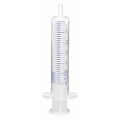 This sterile, single-use syringe features a 5 mL capacity with a Luer Slip attachment. The barrel and tip are made of polypropylene, while the plunger is constructed from HDPE. It is individually packaged and compatible with sharp, tri-bevel needles (not included). Suitable for precise fluid measurement and delivery in medical and laboratory applications.