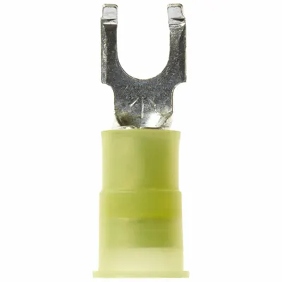 3M Fork Terminals: Yellow, Nylon, #10 Stud Size, 12 AWG – 10 AWG Wire Range - Insulated Fork Terminals