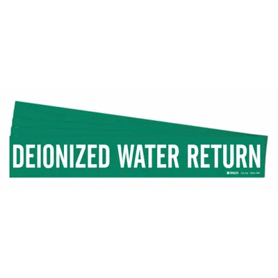 BRADY Pipe Marker: Deionized Water Return, Green, White, Fits 8 in and Larger Pipe O.D. - Deionized Water Return Adhesive Pipe Markers