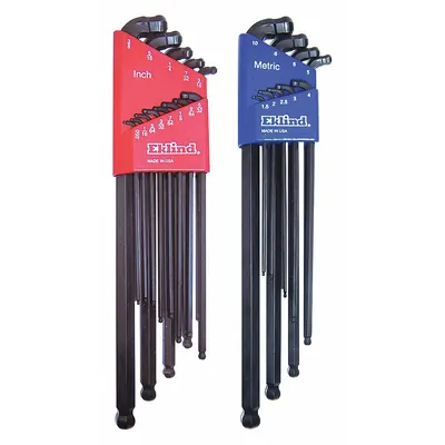 EKLIND Hex Key Set: 16 or More Pieces, Ball-Hex-L Extra Long, L, Metric and SAE - L-Shaped Hex Key Sets