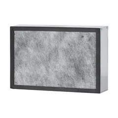 Carbon-based filter for formaldehyde removal in fume hoods. Overall height 4 inches. Captures airborne formaldehyde molecules through adsorption.