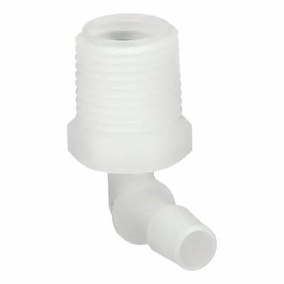 ELDON JAMES Barbed Fitting Elbow: 1/4 in ID x 1/2 in Pipe Fitting Size, Barbed/Threaded - Standard PVDF Barbed Tube Fittings