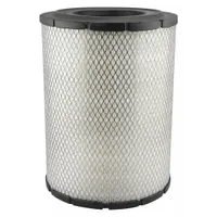 Round engine air filter with radial seal design. Overall height 12 1/2 in. Compatible with Caterpillar vehicles. Provides filtration for engine intake air in heavy-duty equipment