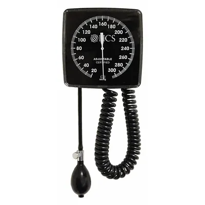 HCS Wall Mount Blood Pressure Unit, Adult Arm Cuff, 6 in Dial, Black - Wall-Mounted Blood Pressure Units