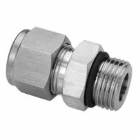 Double-ferrule stainless steel fitting from the Let-Lok series, configured as Tube x ORB. Connects 5/8 in OD tubing to a 7/8 in ORB port. Compatible with Parker A-LOK fittings. Used in instrumentation, hydraulic, and process lines requiring leak-free connections