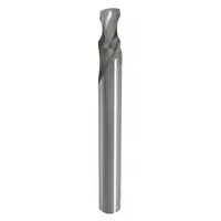 Solid carbide spiral O-flute router bit designed for cutting hard plastic materials. Features a 1/4" cut diameter and 3/8" length of cut. Suitable for CNC routing applications including trimming, slotting, and profiling rigid plastics, with geometry optimized for chip evacuation and clean edges