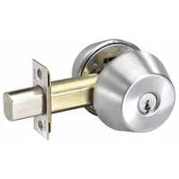 This standard cylindrical deadbolt features an interchangeable core cylinder with a Para keyway, allowing quick rekeying without removing the lock. It includes the core, has a satin chromium-plated finish, and fits doors up to 1 3/8 in thick. Suitable for commercial or residential interior/exterior doors requiring a basic deadbolt with core flexibility