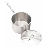 CRESTWARE Sauce Pan w/Cover: 3.5 qt Capacity, Stainless Steel, Welded, Silver, 7 3/4 in Dia, Flat (MPN SSPAN3WC)