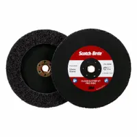 This SCOTCH-BRITE non-woven depressed center disc is designed for coating removal on thin-gauge metals. It features silicon carbide abrasive in an extra coarse grade, suitable for stripping paint, rust, and surface contaminants without damaging the base material. The disc measures 7 inches in diameter with a 5/8"-11 arbor, part of the XO-DC series