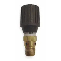This pressure and vacuum relief valve is designed for use with regenerative blowers. It has a preset limit of 100 psi and a 1/4 in NPT inlet size. The valve vents excess pressure to protect blower systems in pneumatic applications