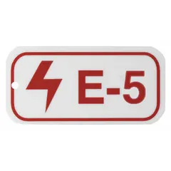 This lockout tag is made of polystyrene with an adhesive backing for secure attachment. It is an E-5 type tag printed in English with no header. Used in lockout/tagout procedures to communicate equipment isolation during maintenance.