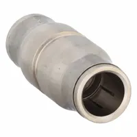 Nickel-plated brass union fitting with push-to-connect ends for 12 mm OD tubing. Enables tool-free installation in pneumatic or fluid systems. Suitable for connecting two tubes of the same diameter in industrial automation, packaging, and material handling applications