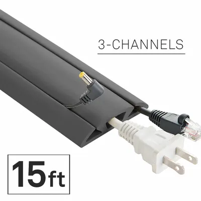 ELECTRIDUCT Cable protector: 3 Channels, 2 5/8 in Overall Wd, 5/8 in Overall Ht, 15 ft Lg - Flexible Rubber Cable Floor Covers