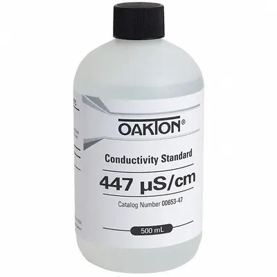 OAKTON Conductivity Calibration Solution: ACS, 500 mL Volume, Liquid, 447 microsiemens - Conductivity Standards