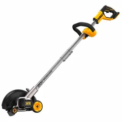 This battery-powered lawn edger features a brushless motor and operates on the 20V MAX platform. It has a straight 30-inch shaft and a 2-inch cutting depth, suitable for creating clean edges along driveways, sidewalks, and garden beds. The head is not interchangeable.