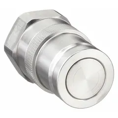 This 71 Series hydraulic quick-connect coupling plug features a 316 stainless steel body and a nitrile seal. It is designed for use in hydraulic systems to enable quick, leak-free connections for fluid transfer. The corrosion-resistant construction suits demanding industrial environments such as machining and material handling.