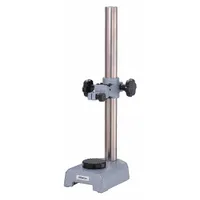 This indicator stand features a cast iron and steel construction with a base size of 6.61 in x 4.33 in. It is designed to securely hold dial indicators or other precision measurement tools during inspection and quality control tasks, providing a stable platform for accurate measurements in machine shops and metrology labs