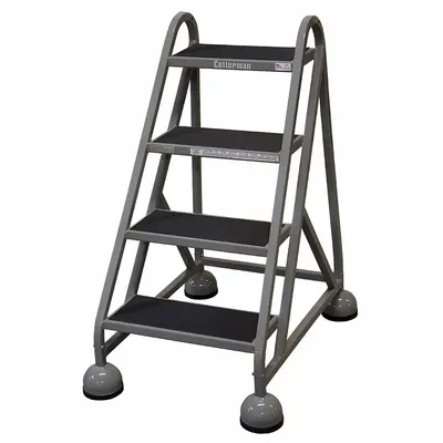 COTTERMAN Rolling Ladder: 3 ft Platform Ht, Assembled, Steel, Wt-Actuated Auto-Lock - Steel Ultra-Stable Weight-Actuated Ladders