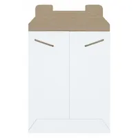 Rigid 0.028 in thick chipboard mailers with tab-locking closure for secure shipment of flat items without tape. Suitable for documents, photos, or small parts. Pack of 100, white, no tear strip