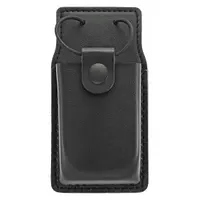 HEROS PRIDE Radio Pouch: Black, Leather, Plain, 6 1/2 in x 2 1/2 in, Snap Closure (MPN 1440BPB)