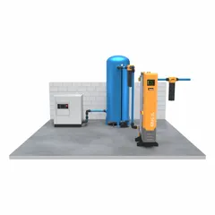 Twin-tower regenerative desiccant compressed air dryer with 2 in NPT connection. Rated 240 cfm, maximum operating pressure 190 psi, pressure drop 1.8 psi. Provides consistent dew point control for industrial compressed air systems requiring dry, contaminant-free air.