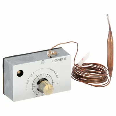POWERS CONTROLS Unit Mounted Thermostat: 60° to 85°F, 2 Pipes - Single-Temperature Remote-Bulb Sensor Thermostats